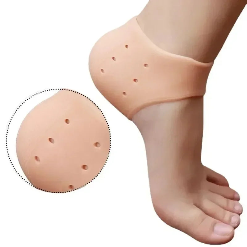 Silicone Moisturizing Heel Socks – Anti-Crack Foot Care Pair Silicone Heel Covers HIP C677-pink