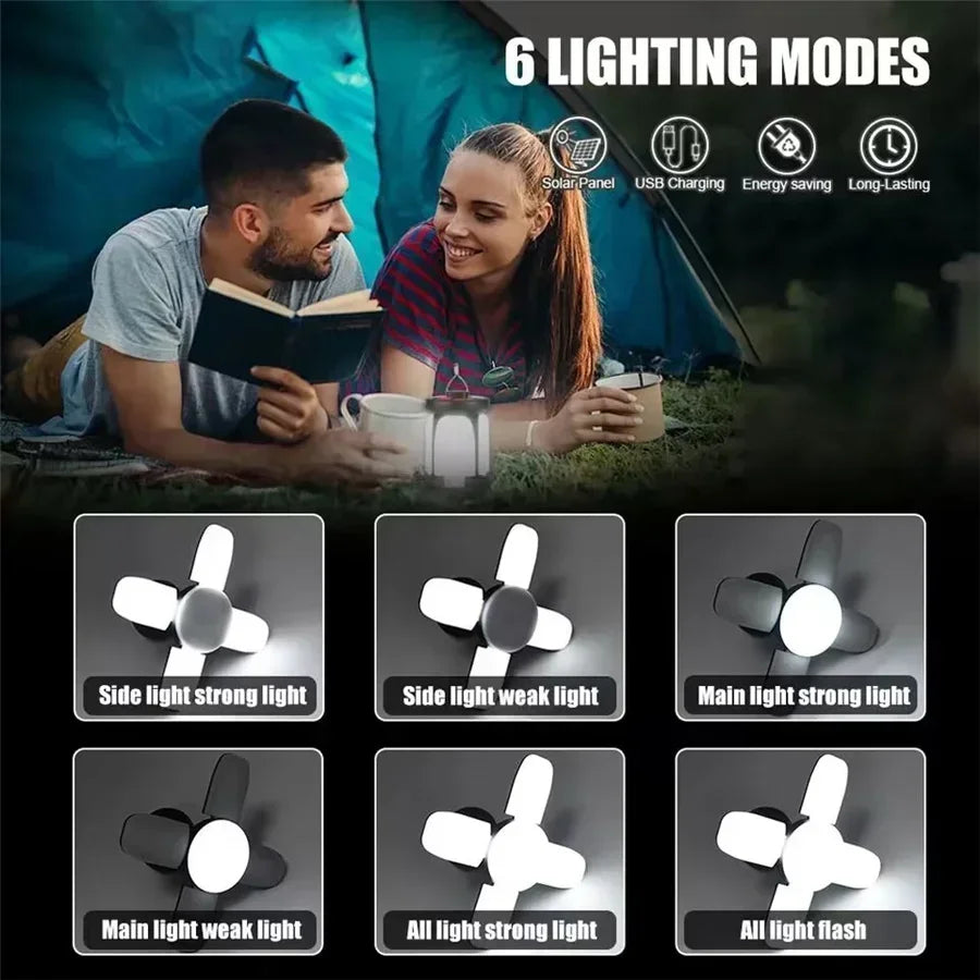 ESMARTER LED Leaf Camping Lantern – Solar & USB, 500 Lumens Solar LED Lantern HIP