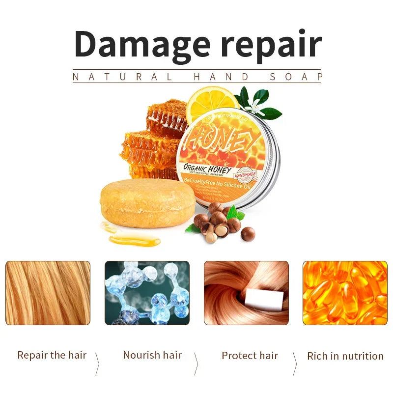 Natural Honey Shampoo Bar – Plant Essence, Soft & Clean Hair Shampoo Soap Bar HIP