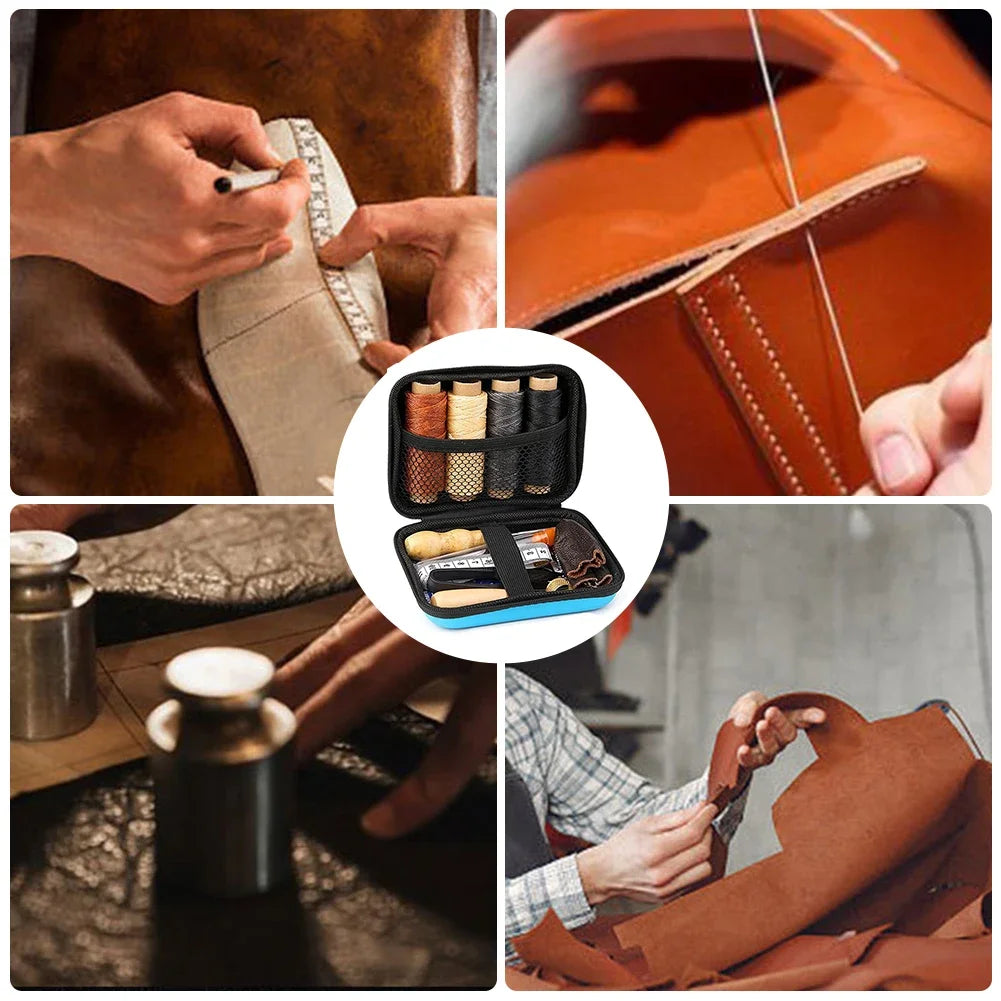 Portable Bag Repair Wallet Making Leather Working Leather Hand Sewing Kit 27/57Pcs DIY Stitching Tool Leather Craft Tools Set HIP