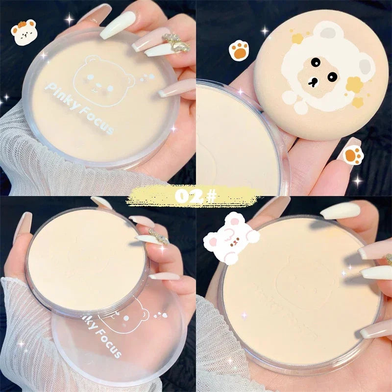 Pressed Powder Transparent White Brighten Oil Control Concealer Lasting Natural Face Makeup Setting Powder Waterproof Cosmetic HIP 02
