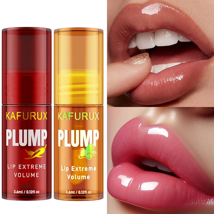 2PC Lip Plump Long Lasting Lip Oil Moisturizing Lip Gloss Serum Instant Volumising Essence Oil Repair Lip Fine Lines Increase El HIP
