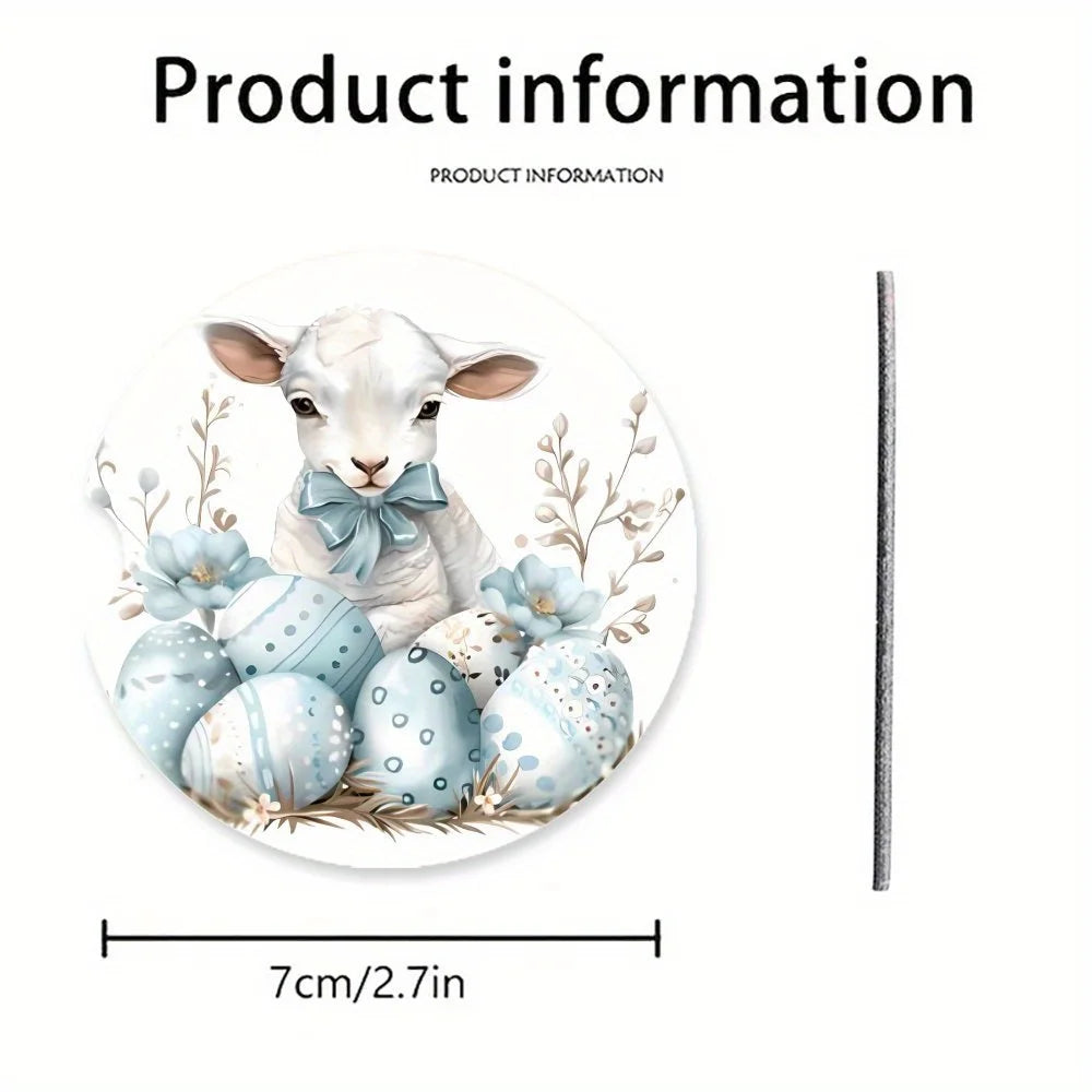 2-Pack Easter Lamb Floral Acrylic Car Coasters – Heat-Resistant Acrylic Car Coasters HIP