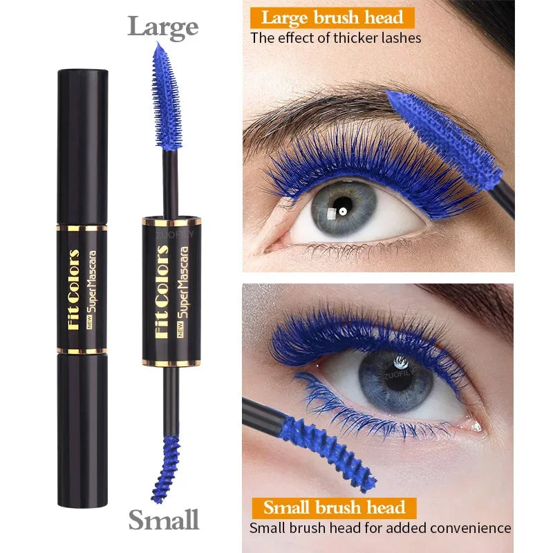 5Color Double Head Mascara Waterproof Fast Dry Eyelashes Curls Extension Make-Up Eyelashe Blue Purple Black White Coffee Mascara HIP
