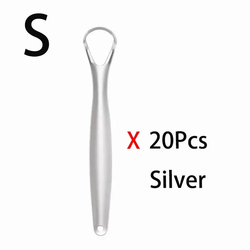 Stainless Steel Tongue Scraper Set | Fresh Breath Oral Care Tongue Scraper HIP C738-Silver-S-20pcs