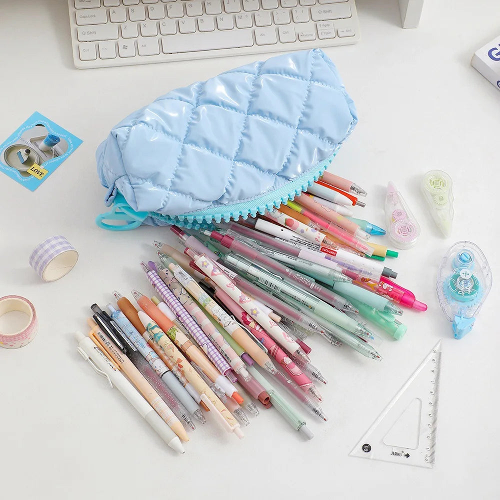 Candy Color Large Zipper Pencil Bag – Polyester Cosmetic Case Zipper Pencil Case HIP