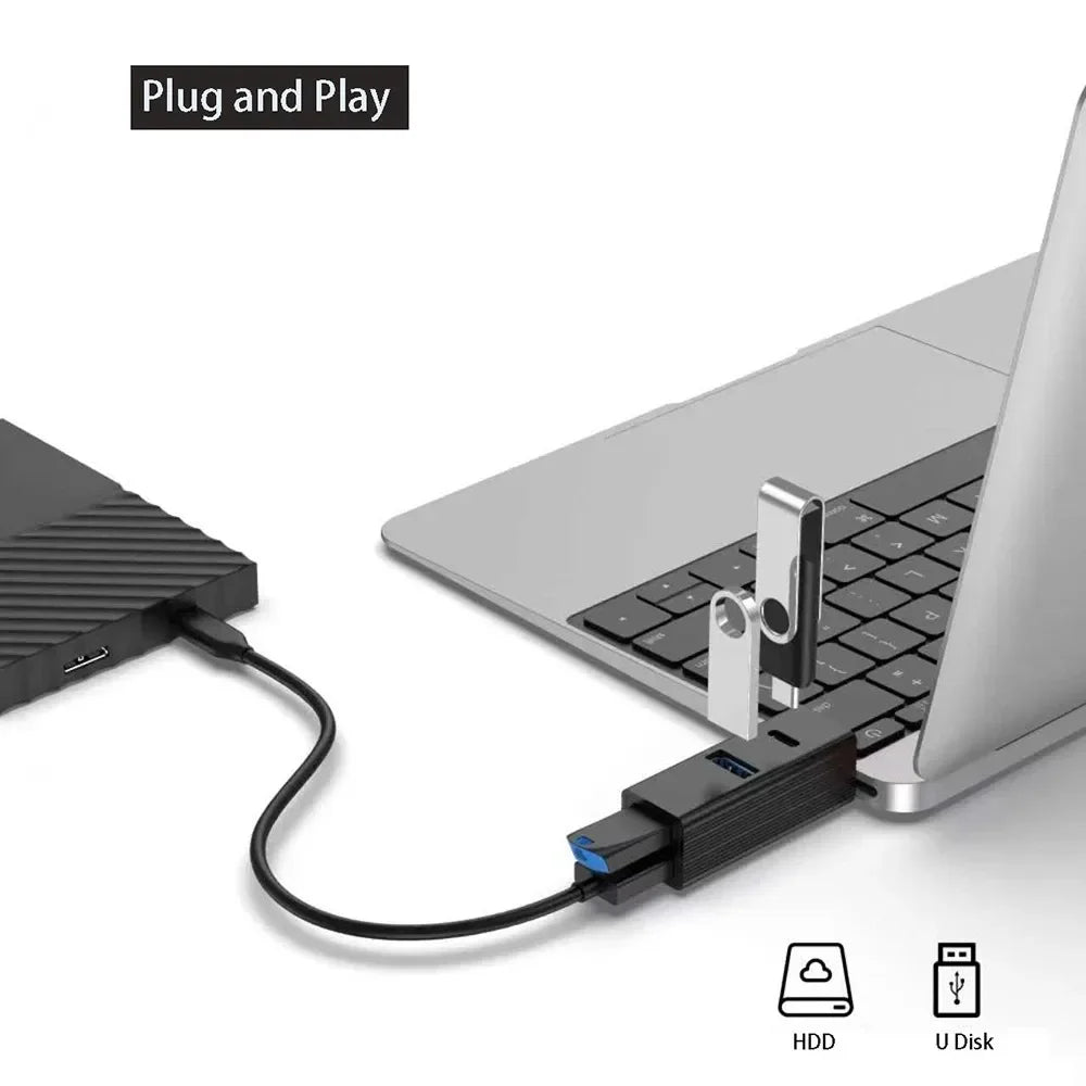 4-in-1 USB-C Hub Aluminum Alloy USB 3.0 Splitter Adapter USB-C Hub Adapter HIP