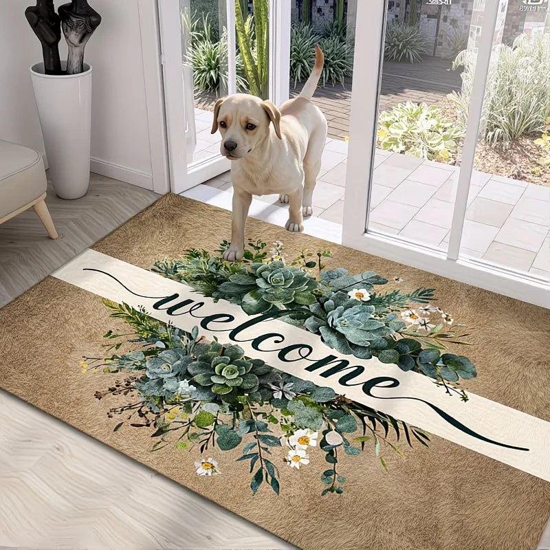 Welcome Doormat – Botanical Succulent Design | Indoor & Outdoor Welcome Doormat HIP