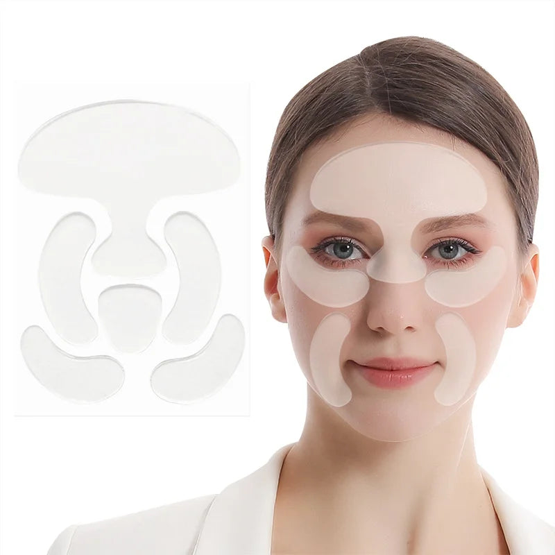 Silicone Face Anti Wrinkle Patches Forehead Wrinkle Patches Reusable Under Eye and Smile Line Patches Wrinkle Reduce for Women HIP 1 set
