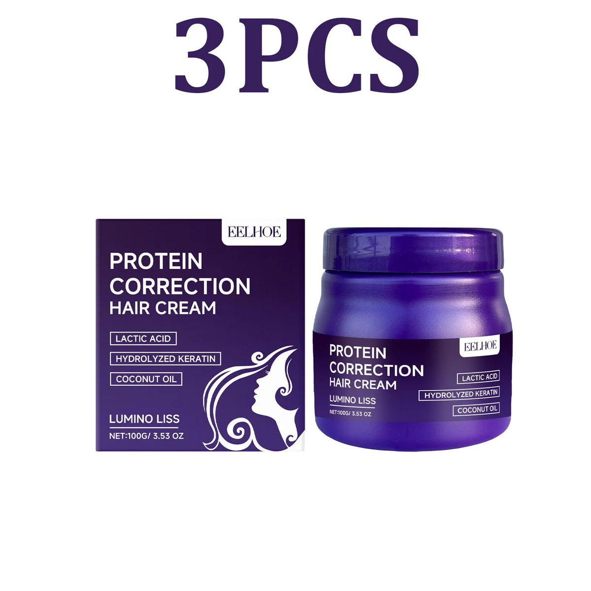 Keratin Hair Straightening Cream – Frizz Control & Smooth Keratin Hair Treatment HIP 3PCS