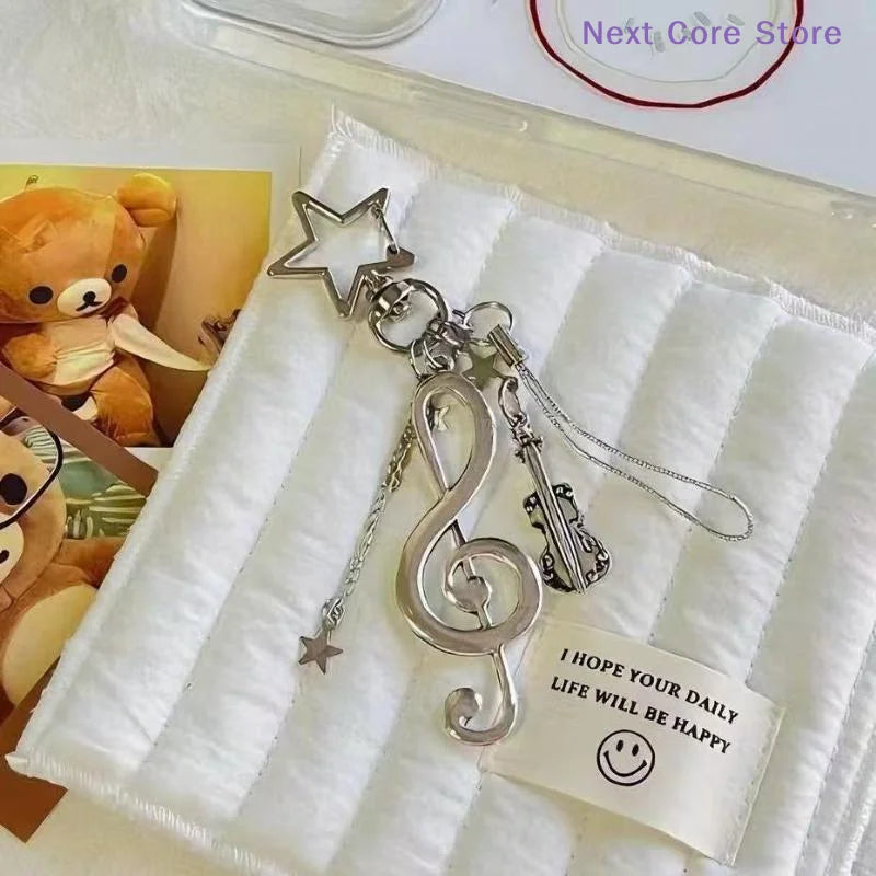 Y2K Musical Notes Keychain Guitar Backpack Pendant Charm Music Keychain Charm HIP