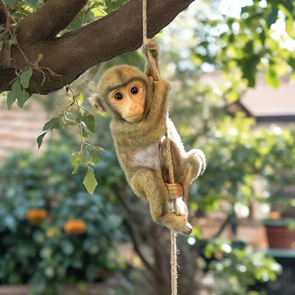 Hanging Monkey Figurine Hanging Monkey Garden Statue Resin Climbing Tree Baby Chimpanzee Animal Sculpture for Outdoor Yard Decor HIP