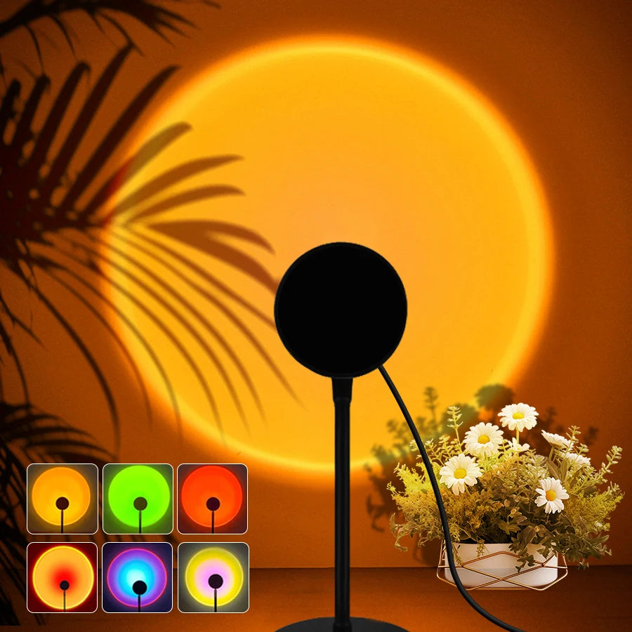 USB Sunset Lamp Sunset Projector Mood Light Living Room Bedroom Night Light Indoor Decor Bar Atmosphere Photography Background HIP
