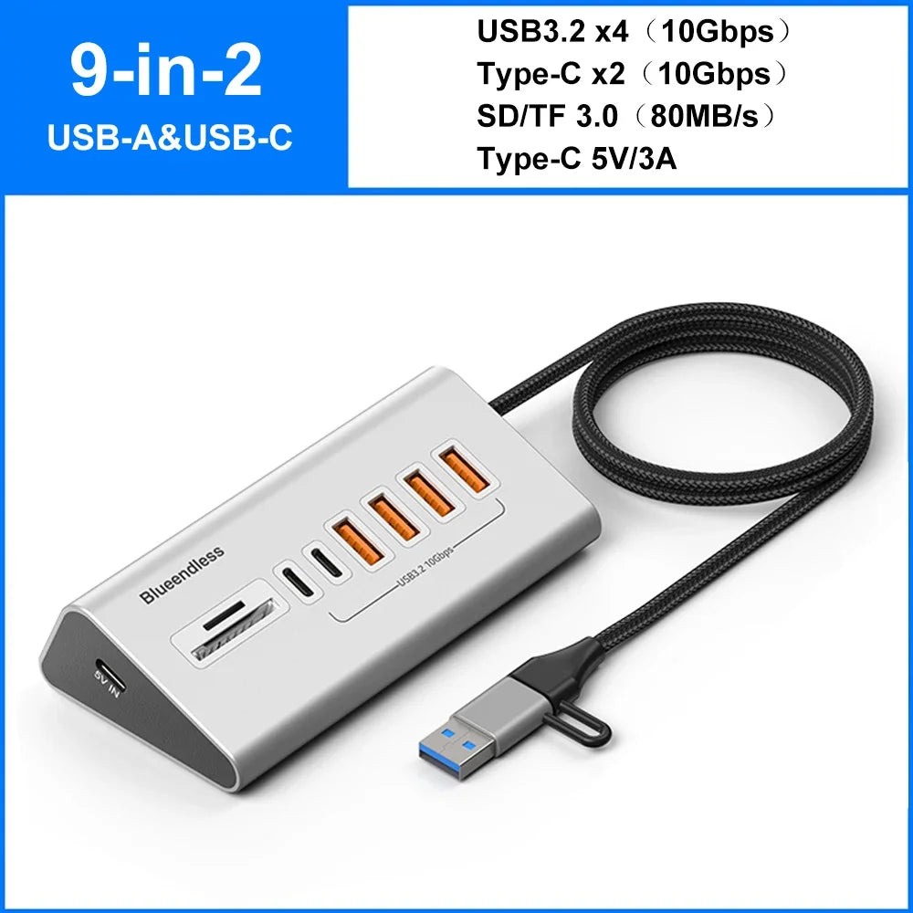 10Gbps USB 3.2 Hub 9-in-2 Docking Station & Card Reader USB Docking Station HIP 9-in-2 10Gbps