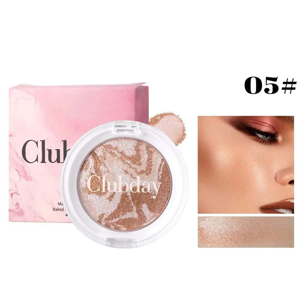 Marble Blush Palette Pearlescent Baked Brightening Blush Powder Cheek Tint Blusher Contour Highlighter Face Shadow Shimmer Rouge HIP 05
