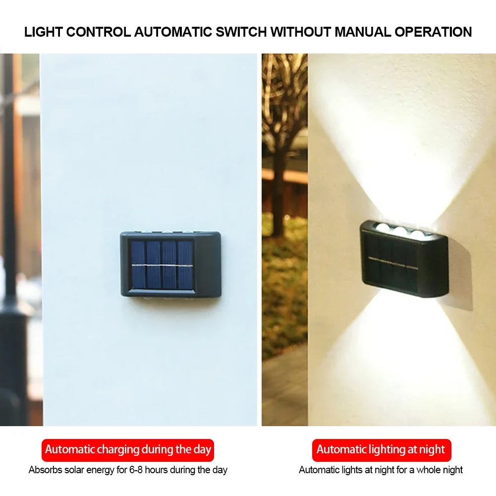 LED Solar Wall Lamp Outdoor Waterproof Up and Down Luminous Lighting Garden Decoration Solar Lights Stairs Fence Sunlight Lamp HIP