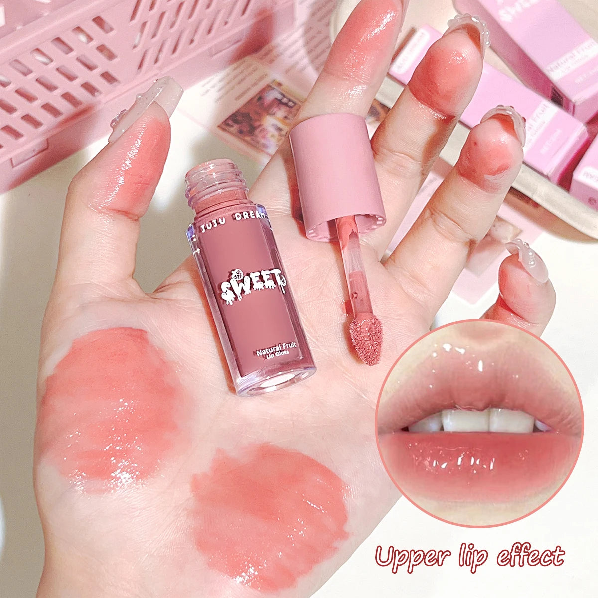 JUJU Dream Glossy Mirror Lip Gloss – Nude, Moisturizing, Waterproof Lip Gloss HIP
