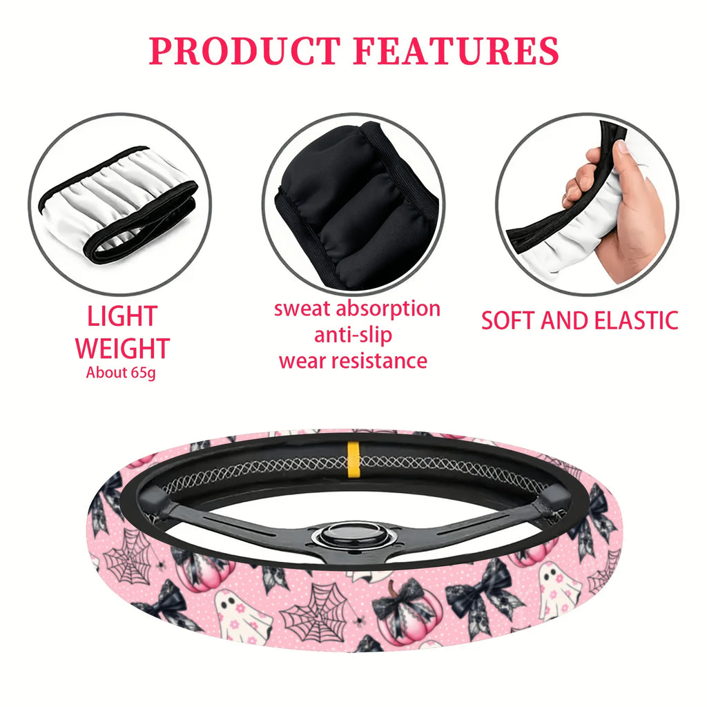 Halloween Neoprene Steering Wheel Cover – Pumpkin & Bat Steering Wheel Cover HIP