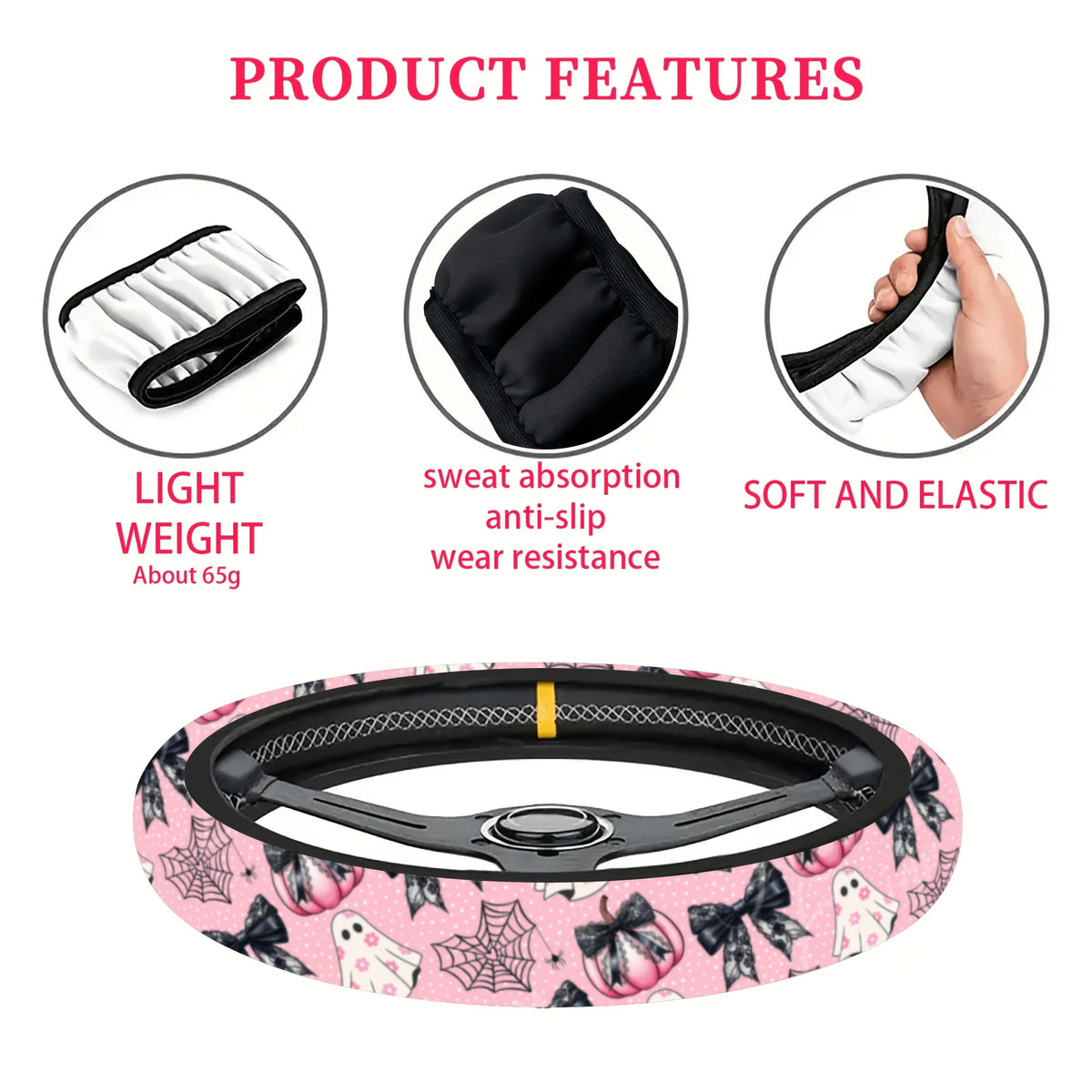 Halloween Neoprene Steering Wheel Cover – Pumpkin & Bat Steering Wheel Cover HIP