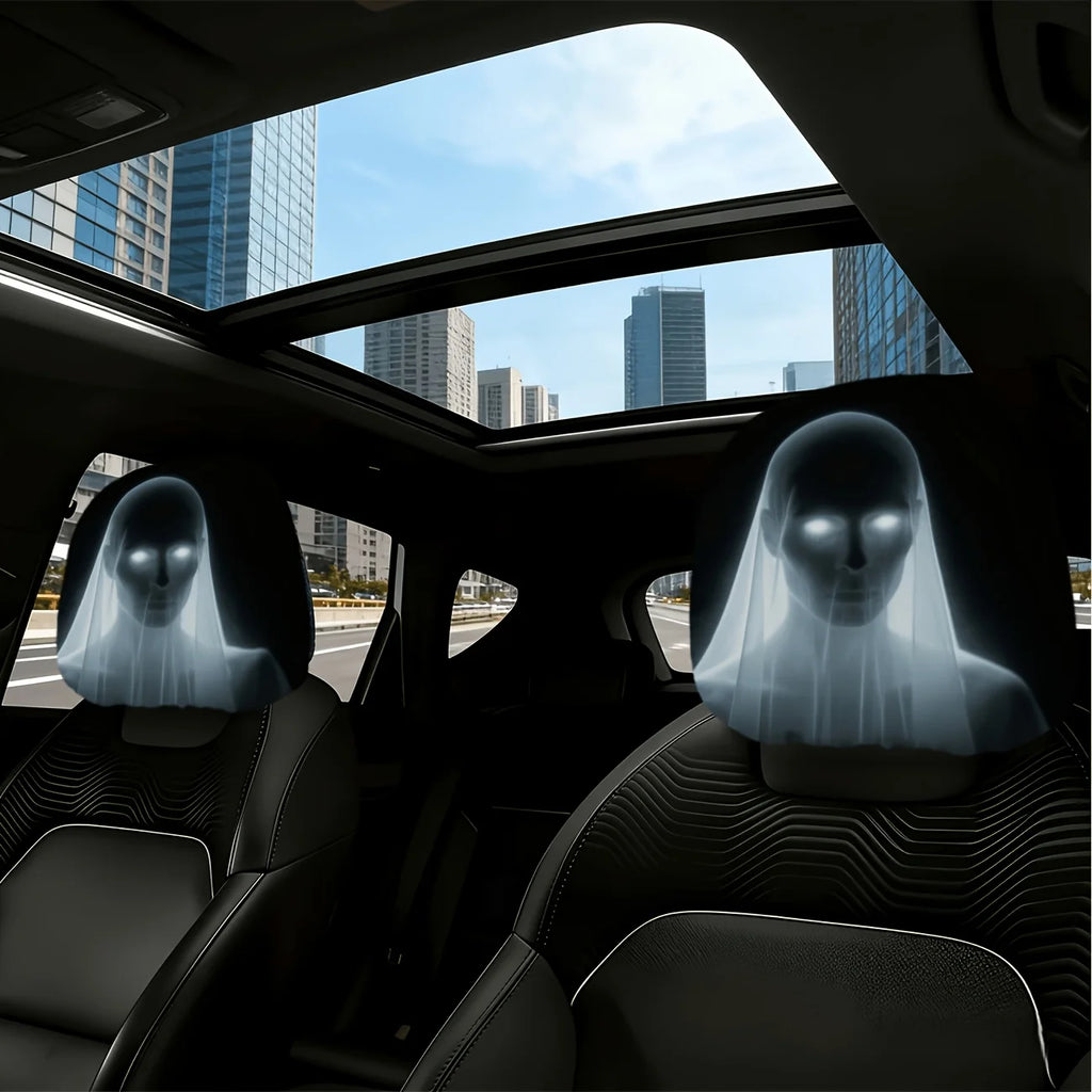 2-Pack Ghost Bride Car Headrest Covers – Glowing Eyes Car Headrest Cover HIP