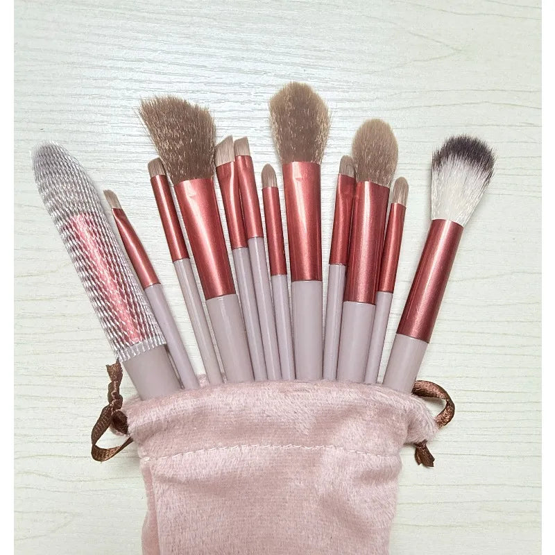 RUZOFO 13-Piece Makeup Brush Set – Blend, Contour & Glow Makeup Brush Set HIP C505-Brown with bag