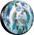Boho Wolf Spare Tire Cover – Waterproof RV SUV Truck Camper Spare Tire Cover HIP Blue 17in