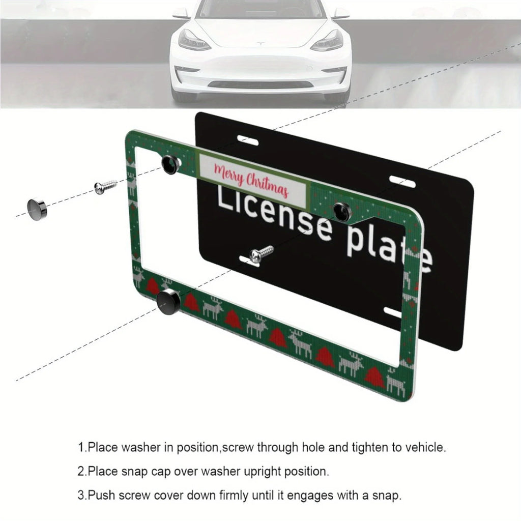 Aluminum Christmas Knit Pattern License Plate Frame Gift License Plate Frame HIP