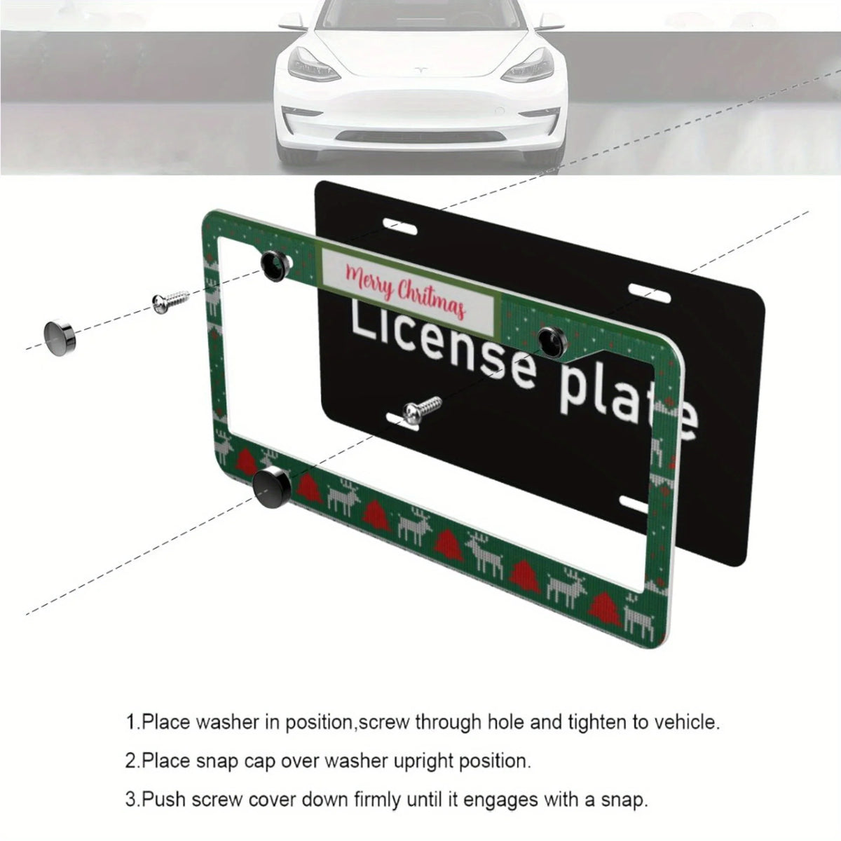 Aluminum Christmas Knit Pattern License Plate Frame Gift License Plate Frame HIP
