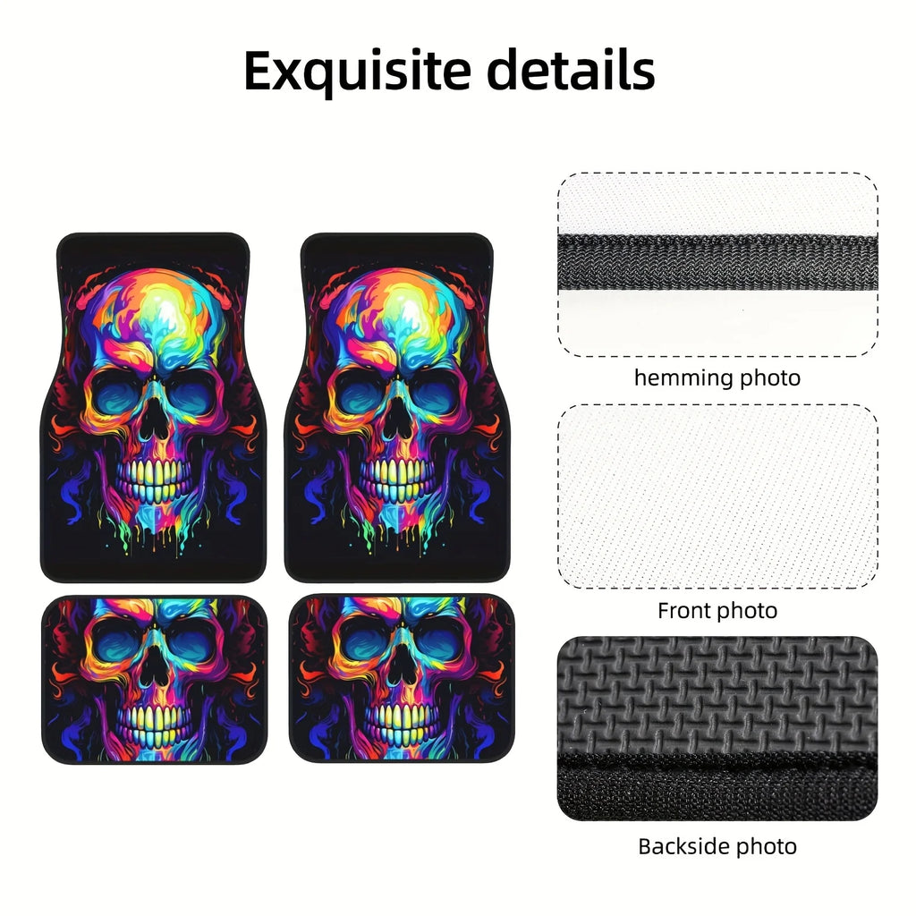 4-Piece Skull Car Floor Mats – Waterproof Universal Fit Car Floor Mats HIP