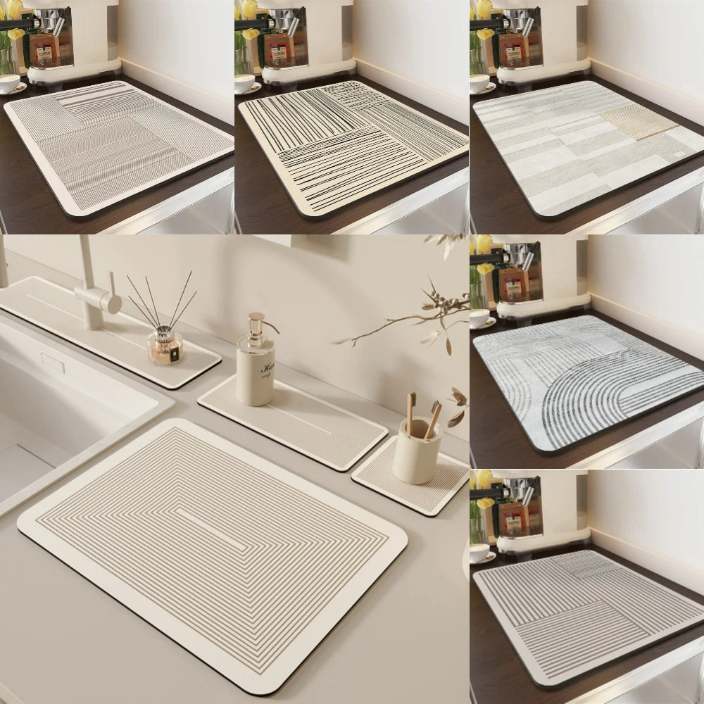 Diatomite Dish Drying Mat – Non-Slip Absorbent Kitchen Pad Dish Drying Mat HIP