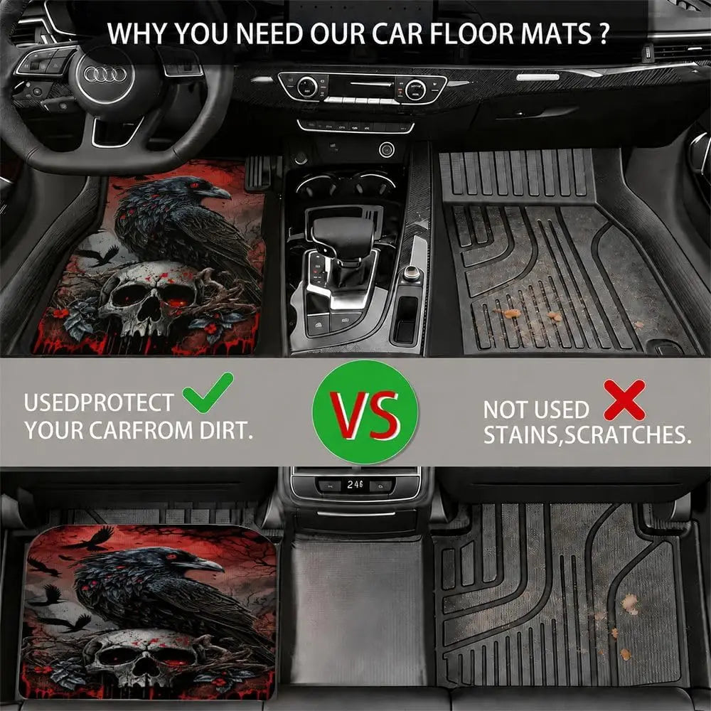 Halloween Gothic Skull Car Floor Mats – All Weather SUV Set Car Floor Mat Set HIP