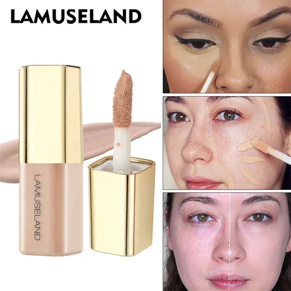 LAMUSELAND Face Concealer & Base 4 Colors Full Coverage Liquid Concealer Scars Dark Circles Acne Suit for All Skin Facial Makeup HIP