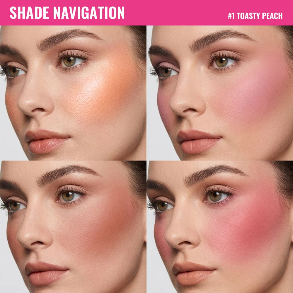 2pcs Blur Filter Blush Palette With Blush Brush 4 Color Matte Highlighter Palette Long-Lasting Makeup Cosmetics for Face Cheek HIP