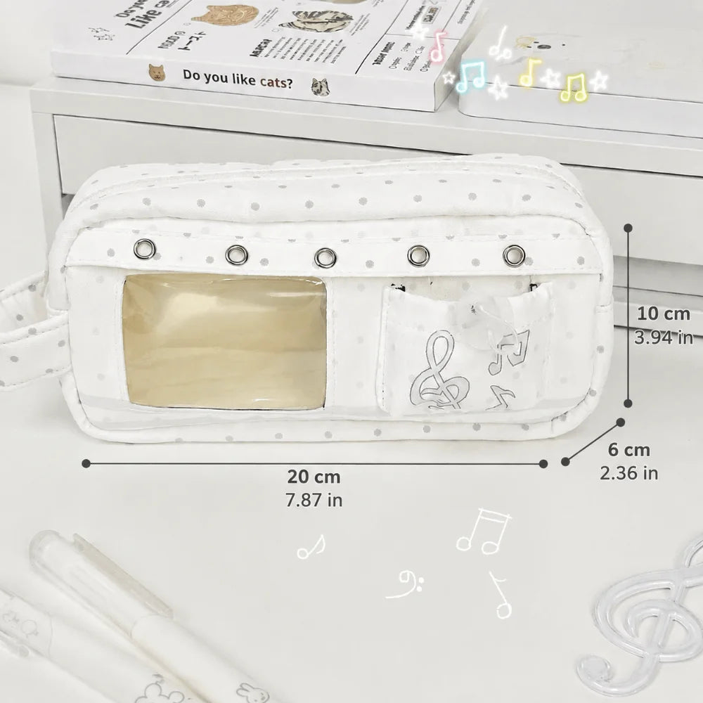 Polka Dot Music Note Pencil Case – Large Capacity Organizer Pencil Case HIP