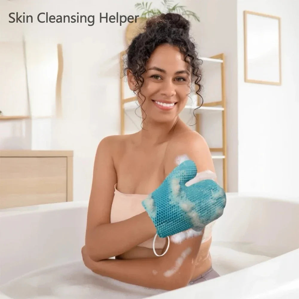 Elastic TPU Exfoliating Shower Glove Quick Dry Body Scrubber Sponge Bathroom Body Cleaning Supplies Honeycomb Weave Shower Glove HIP