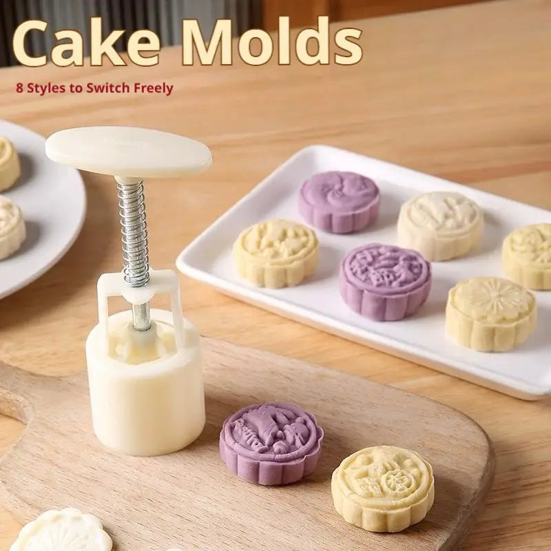 Flower Shaped Mooncake Mold Set Cake Mold Hand Pressure Fondant Moon Flower Moon Cake Mold With 4Pcs Stamps Dropshipping HIP