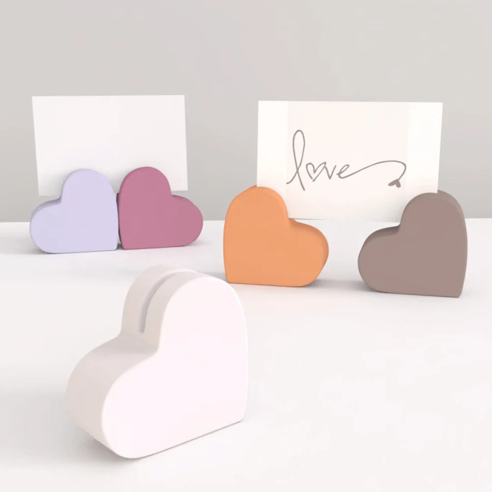 Creative Card Holder Silicone Mold DIY Heart Card Clip Making Plaster Epoxy Resin Concrete Casting Molds Office Desktop Decor HIP