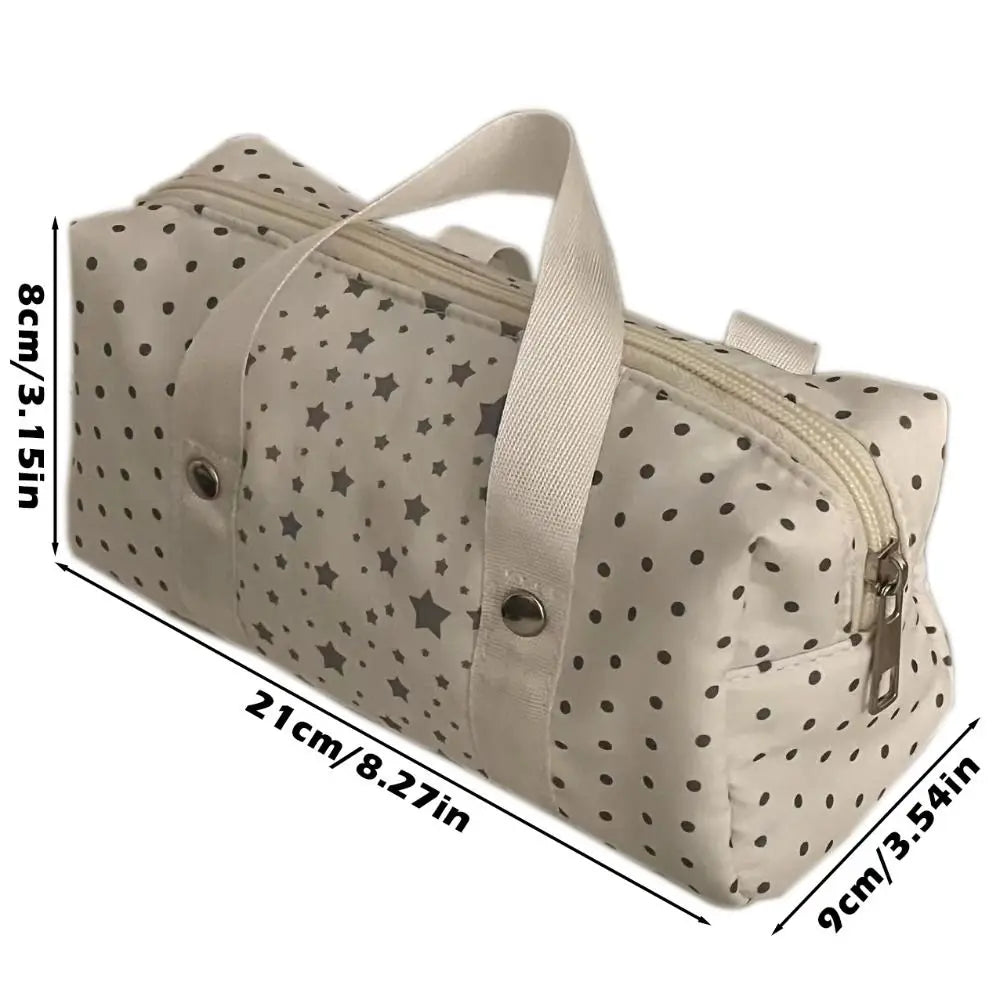 Star Polka Dot Canvas Pencil Case – Large Capacity Pen Bag Canvas Pencil Case HIP