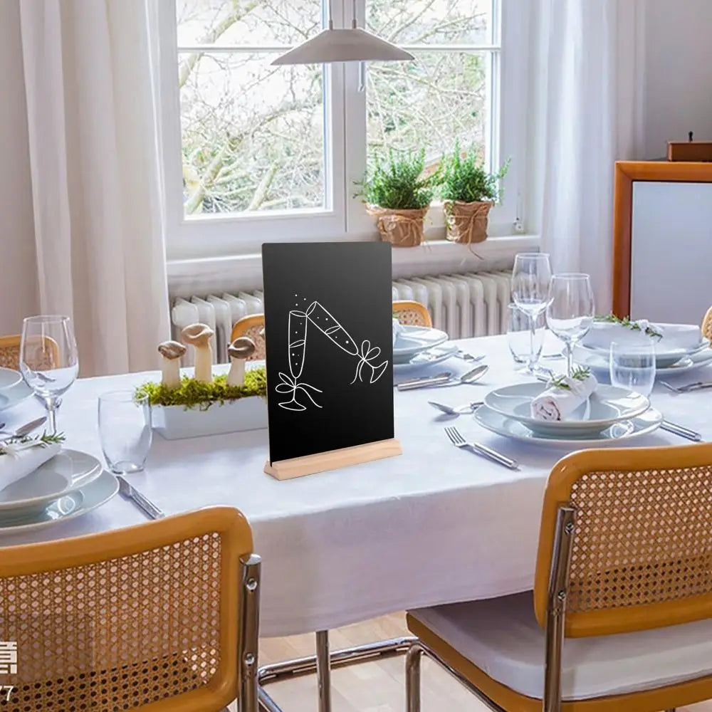 Wood Tabletop Chalkboard Sign Set with Stand – 4 Piece Tabletop Chalkboard Sign HIP