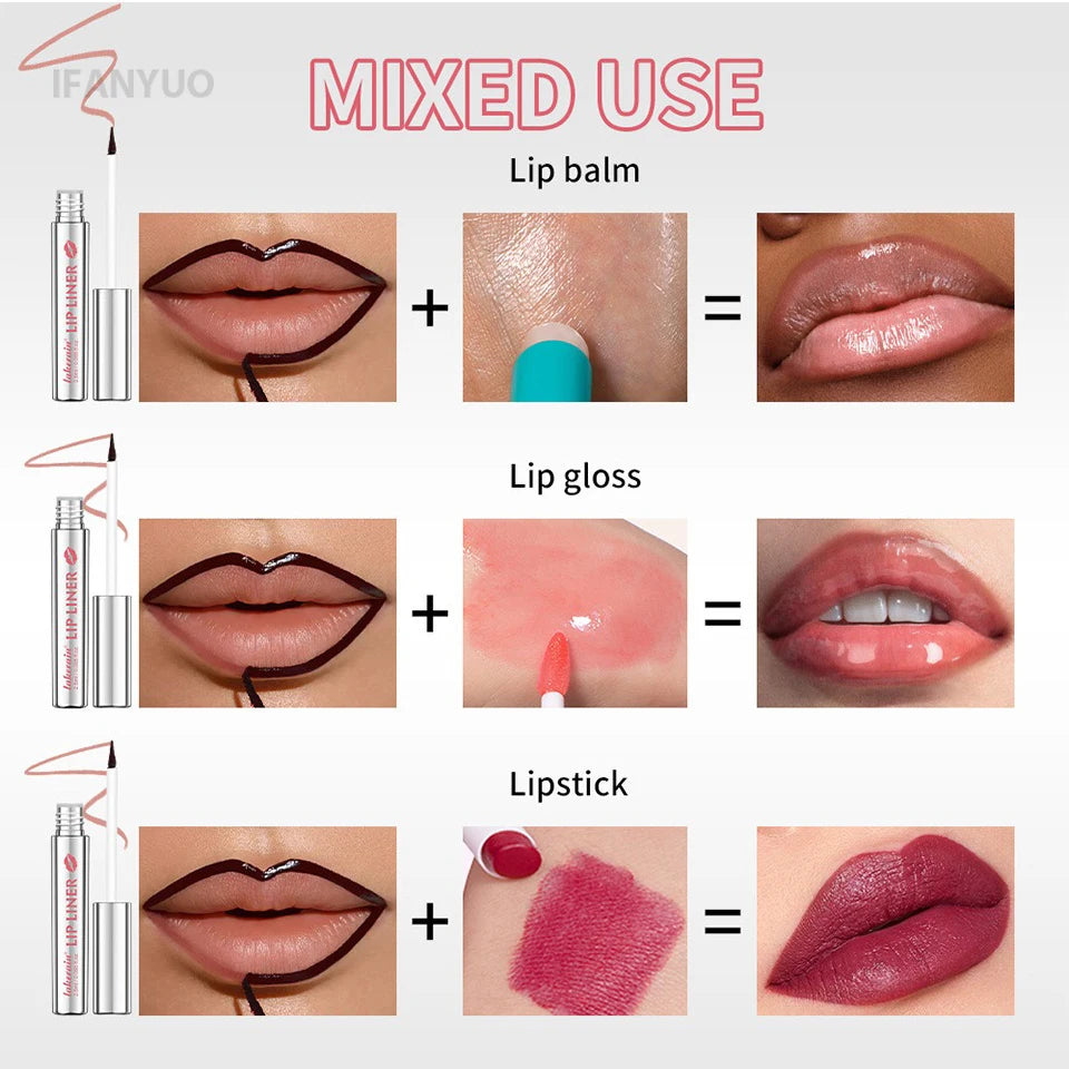 Pointed End Lip Liner Peel Off Tattoo Lipgloss Waterproof Long Lasting Matte Lip Tint Brown Contour Tear-off Lips Stain Cosmetic HIP