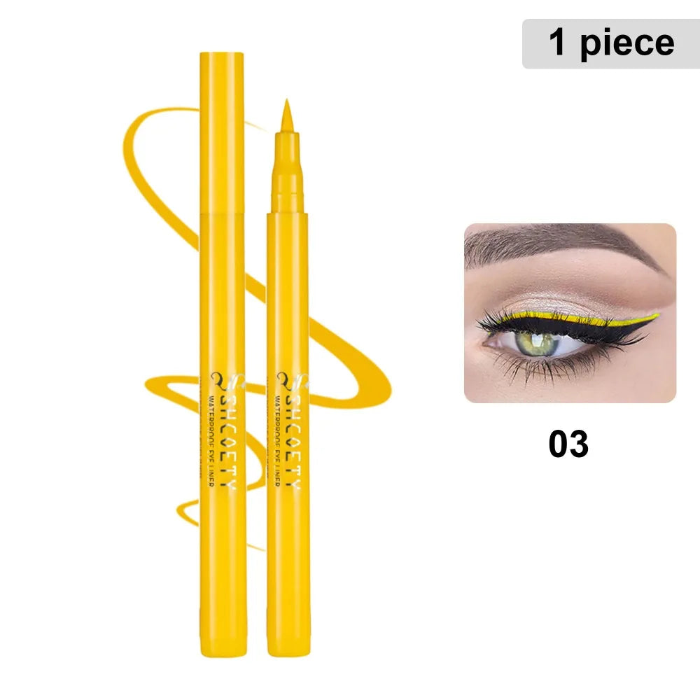 12 Colors Matte Liquid Eyeliner Rainbow Colorful Neon Eyeliner Pencil Pigmented Waterproof Smudge Proof Makeup For Women HIP 03