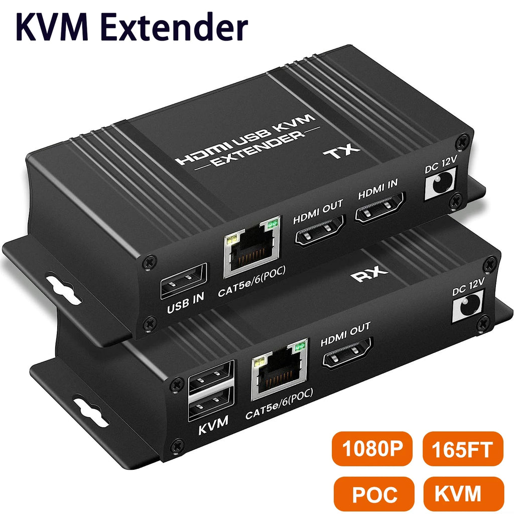 HDMI KVM Extender 60m Cat5e/6 – 1080P USB POC Loop Out KVM Extender HIP