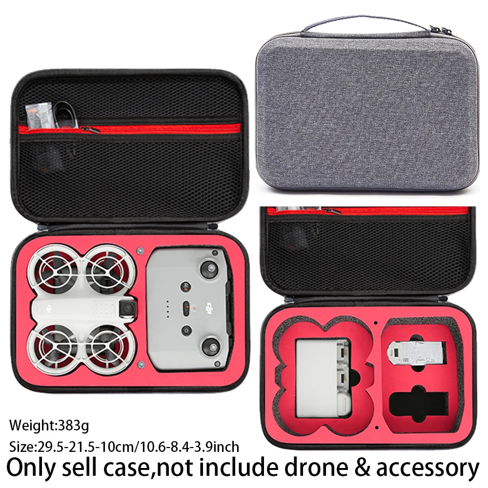 SEamopar DJI Neo Drone Battery & Controller Storage Bag Drone Storage Bag HIP Grey Red