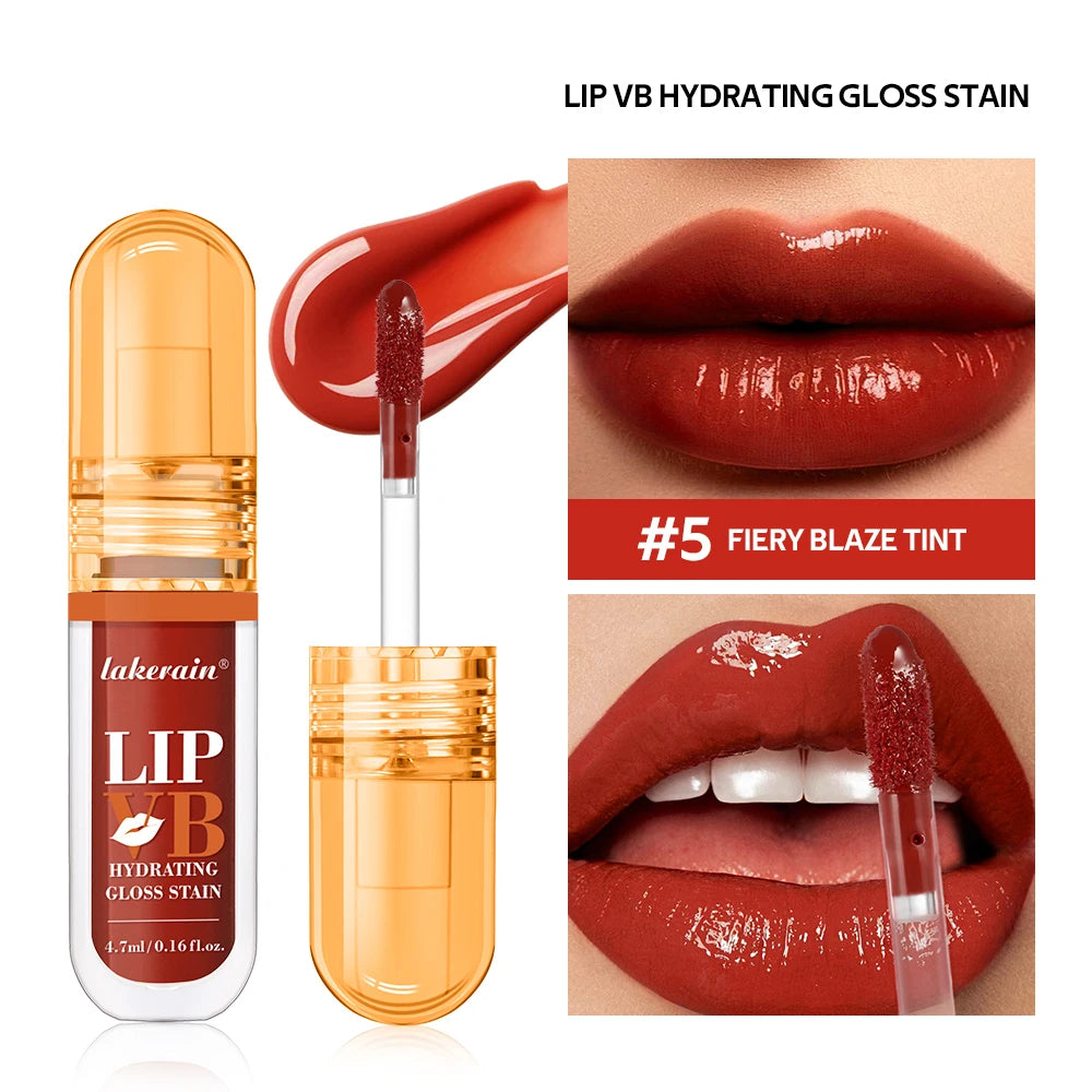 Lip Stain Vb Hydrating Gloss Stain 12HR Hydration Long-Lasting Moisturize Nourish Lips Hydra Honey Instant Glossy Wetness Makeup HIP 5Fiery Blaze Tint