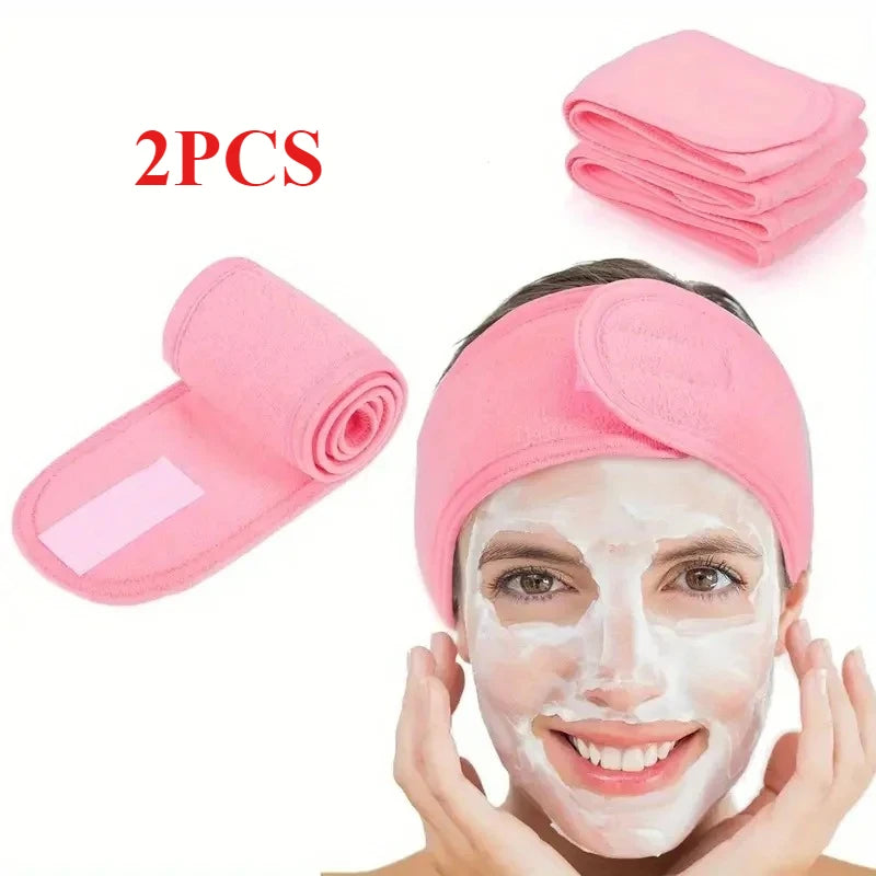 Adjustable Wide Spa Headband – Makeup, Bath & Yoga Use Spa Headband HIP C683-pink 2pcs