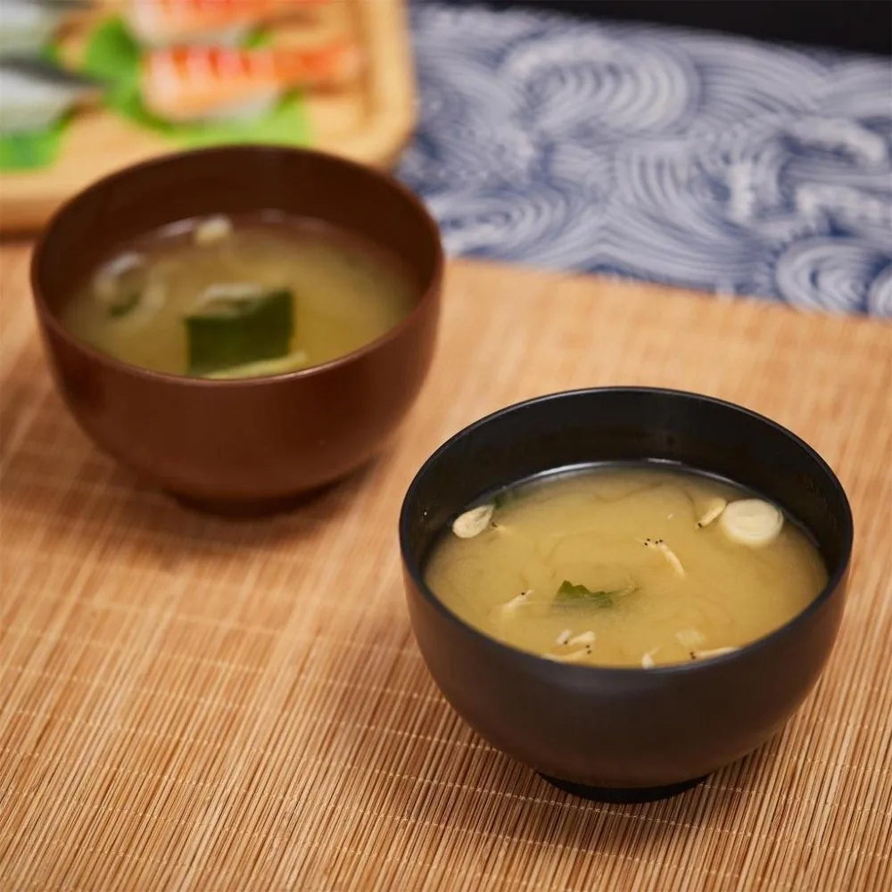 Japanese Miso Soup Bowl with Lid – Food-Grade ABS | Black & Red Soup Bowl with Lid HIP