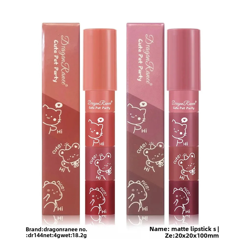 Dragon Ranee 4-in-1 Velvet Matte Crayon Lipstick Set – 4 Colors Matte Lipstick Set HIP