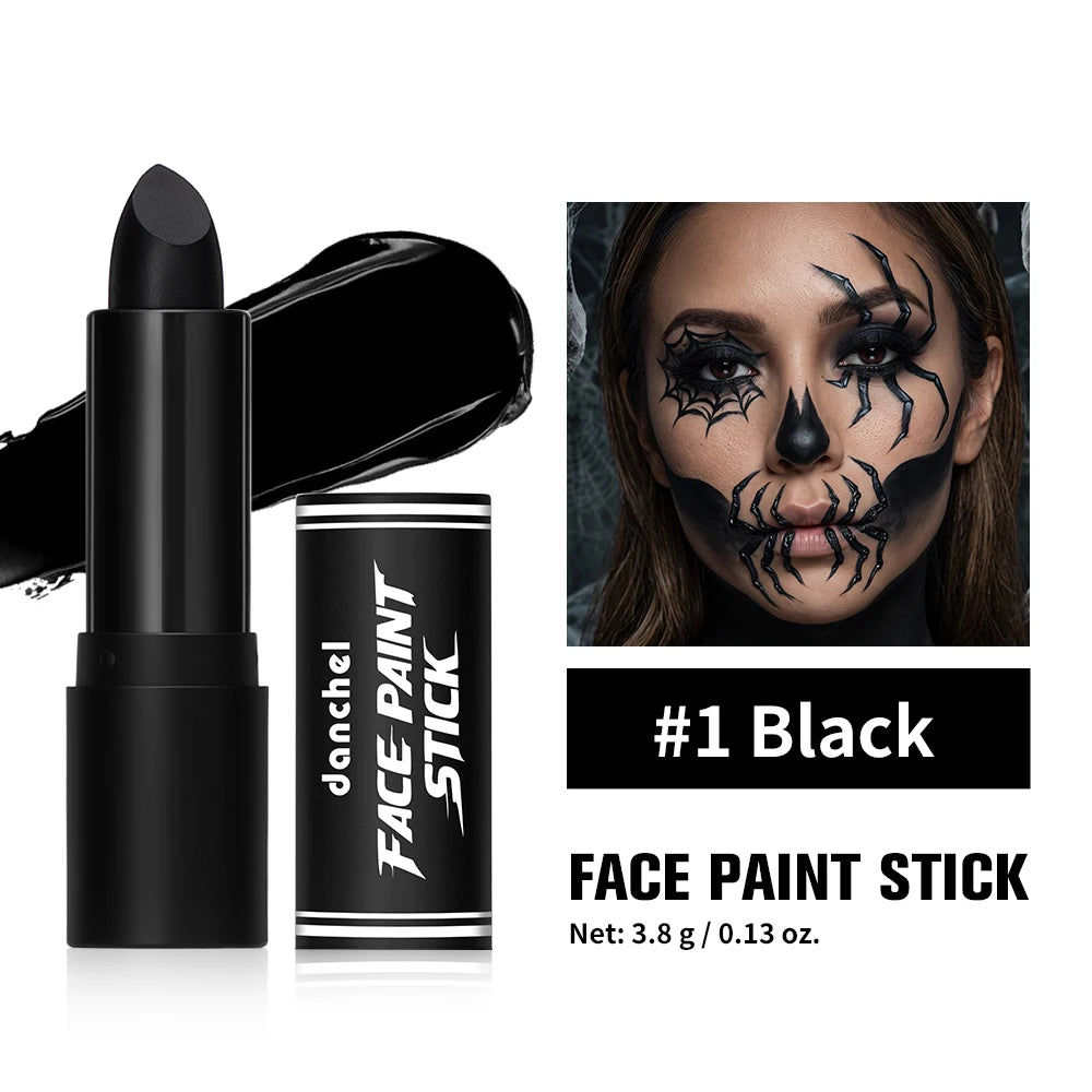 4pcs Halloween Vampire Makeup Set Black White Red Lipstick With Storage Bag Long Lasting Gothic Cosplay Costume Party Makeup HIP 4pcs including bag
