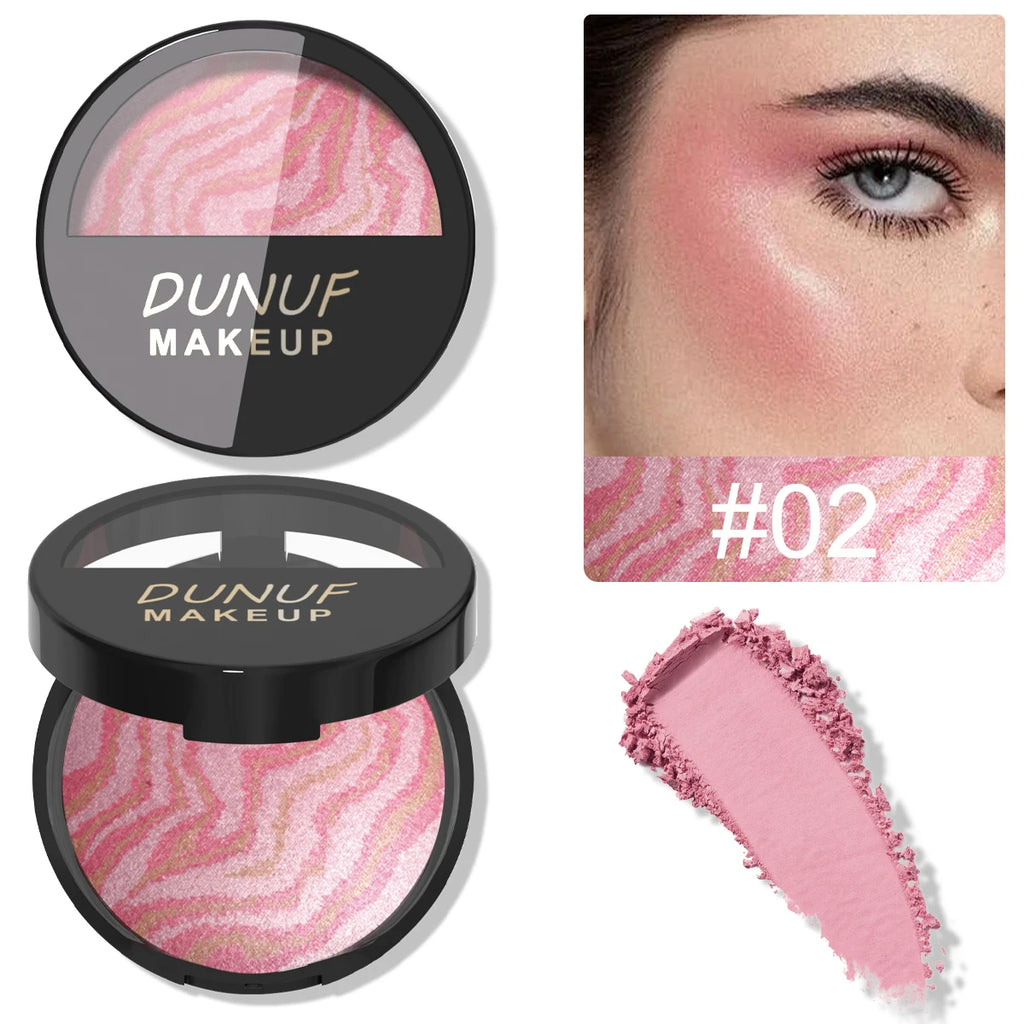 DUNUF 3-Color Baked Blush Palette – Waterproof & Long-Lasting Baked Blush Palette HIP 02