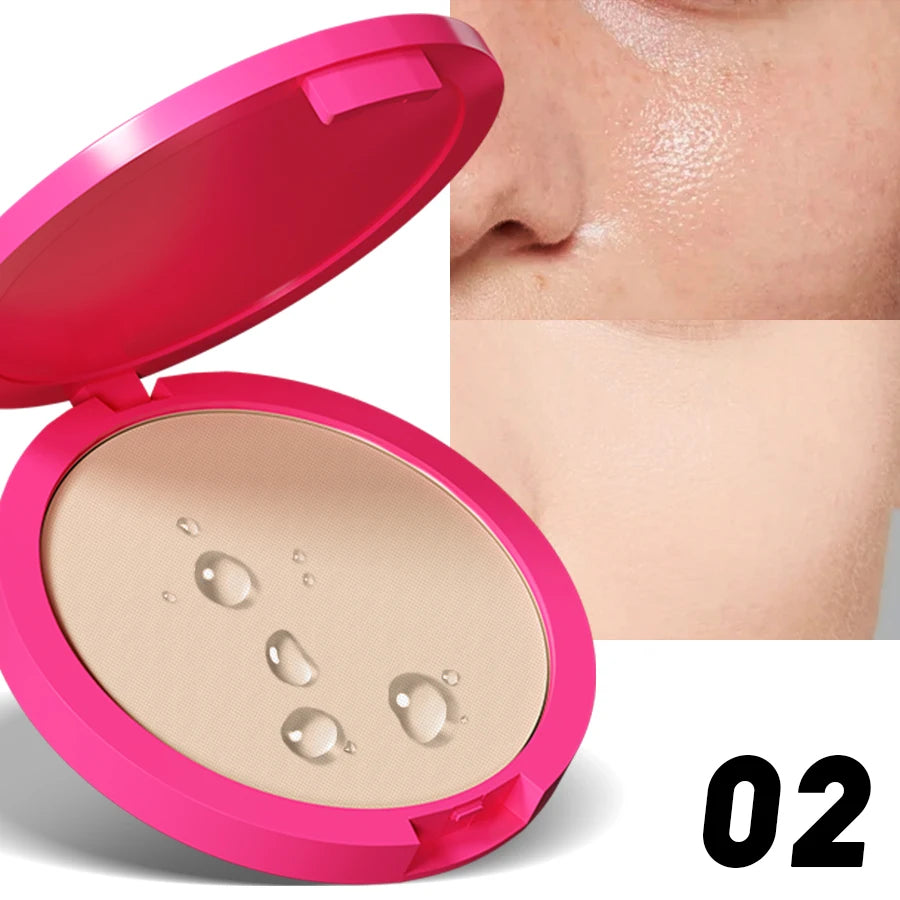 Natural Matte Pressed Powder Oil Control Brighten Whitening Face Base Foundation Compact Concealer Makeup Cosmetics HIP 02